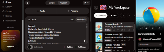 Suno Custom: Eigene Lyrics verwenden